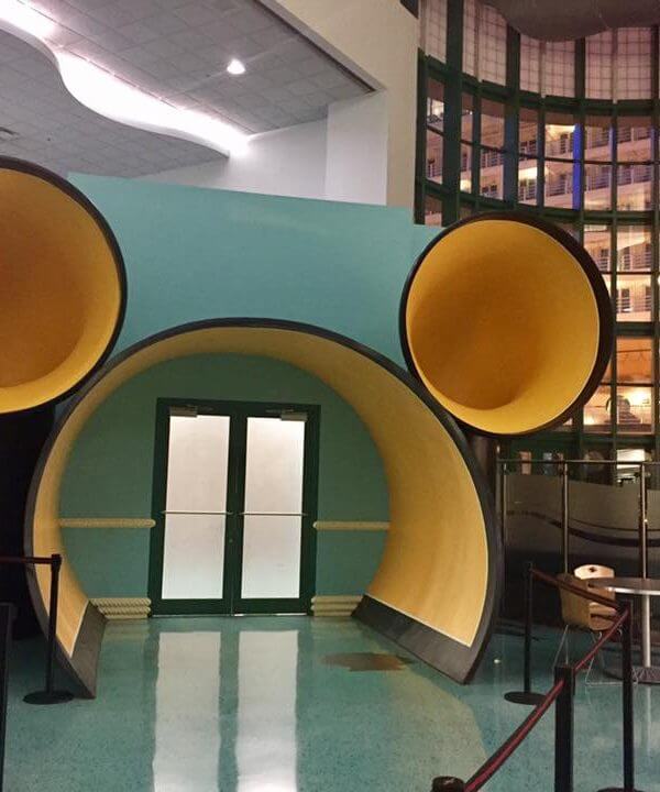 Mickey face shaped entrance to board your Disney Cruise Line ship
