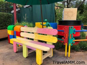 Benches in Toy Story Land are made of popsicle sticks