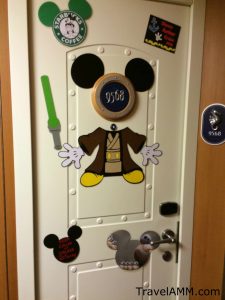 Disney Cruise Line doors are magnetic. You can decorate them with a variety of magnets and decor to express your personality. Put door decorations on your carry on luggage packing list.