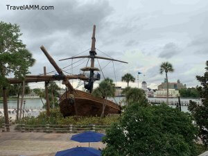Shipwreck replica serves as a waterslide for both the Yacht and Beach Club resort