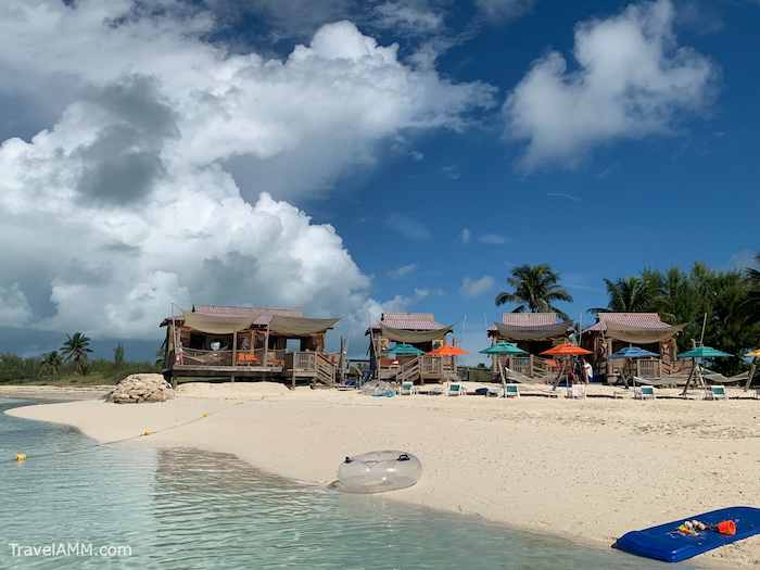 Castaway Cay Family Cabanas as seen from the private beach