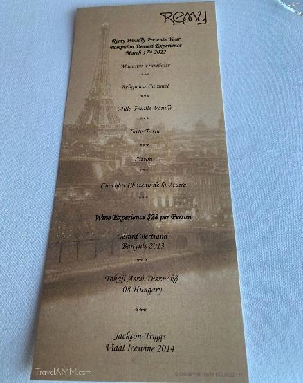 Remy Dessert Experience Menu from March 17, 2022