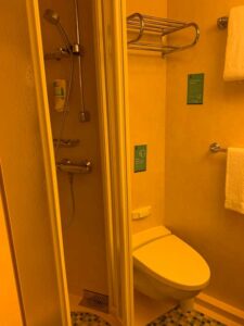 Shower and toilet area on Royal Caribbean's Independence of the Seas cruise ship