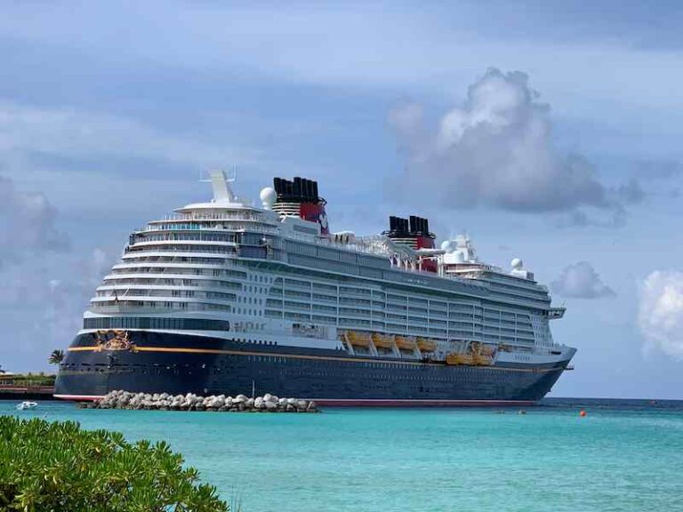 Disney Wish docked at Disney Castaway Day